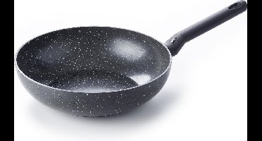 BK Universe Wokpan 28cm - 3.7L - PFAS-vrije antikleeflaag – Wokpan inductie – Keramische pan - Ovenbestendig tot 230°C – Koudgreep - Zonder deksel - Zwart/Graniet