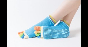 Yoga teensokken Licht Blauw Gekleurde Tenen Slippers Dans Pilates Kleurrijk