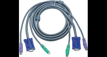 Aten 2L-1005P, P/C, PS/2 KVM Cable, toetsenbord-video-muis (kvm) kabel, 5m, zwart