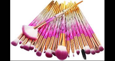 20Stuks Diamond Make-Up Kwasten Set Roze Poeder Foundation Blush Mengen Oogschaduw Lip Cosmetische Beauty - Make Up Borstel - Penseel - oogschaduw - highlighter - brushes - makeup - kwastenset - Maskerkwast