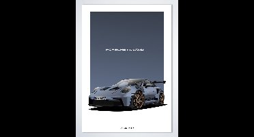 Porsche 911 GT3 RS Grijs Poster - Autoposter 70 x 50 cm | Kinderkamer | Slaapkamer | Kantoor