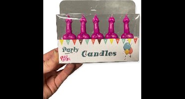 Kinky Pleasure Verjaardag Penis Kaarsjes 5 Stuks Roze