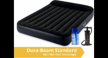 Intex Pillow Rest Classic - Luchtbed - 2 Persoons - Inclusief Ingebouwde Motorpomp en Repairset - 203x152x25 cm - PVC - Donkerblauw