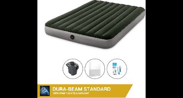 Intex Luchtbed - 2-Persoons - 152 x 203 x 25 cm - Groen - Inclusief Pomp - Hoeslaken en Reparatieset