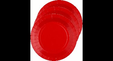 Santex Feest gebaksbordjes - rood - 20x - karton - 17 cm - rond - kartonnen feestbordjes