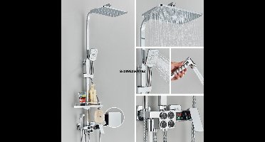 Currero Massage Douchepaneel - Regendouche - Douche Waterval - Jets - Met Douchekop - Handdouche - Roestvrij Staal - Met Display - Chroom