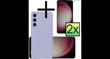 Hoesje - Met 2x Screenprotector - Geschikt voor Samsung Galaxy S23 Plus - Sterk & Shockproof - Back Cover - Siliconen Case - Telefoon Hoes - Lila
