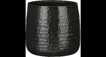 Mica Decorations - Plantenpot/bloempot - Keramiek zwart - D24/H21 cm