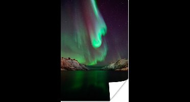 Poster Noorderlicht - Berg - Noorwegen - 20x30 cm