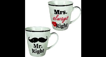 Mr. & Mrs. Right bekers - Beker - 2 Stuks