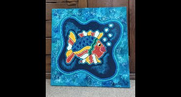 Origineel Schilderij Marlies van Wezel - Guppie Links 50 x 50 cm