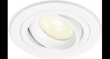 Inbouwspot Demus met Philips HUE White - spot - Wit - rond - Voor binnen / woonkamer / keuken / slaapkamer - IP20 - GU10 - Buitendiameter: 92MM - boorgat: 80-86MM - min. Inbouwdiepte: 70MM