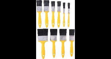 Kinzo Kwastenset - Set 10 Platte Kwasten - Kleinte tot Grote Maten - Synthetisch Haar - Geel