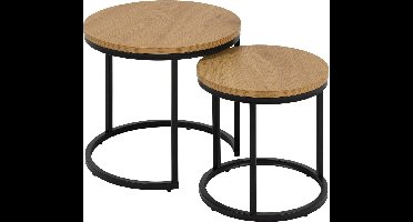 Sohome Bijzettafel Margalit Eiken, Set van 2 stuks - Naturel - Rond