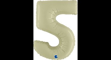 Folieballon Cijfer 5 Satin Olive green - 100 cm