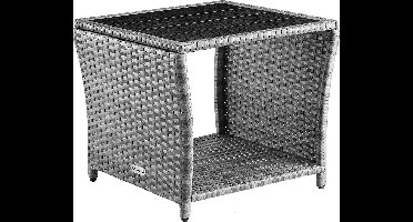 Casaria Polyrattan Bijzettafel - WPC Tafelblad 45x45x40cm – Grijs
