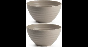 Plasticforte Kommetjes/schaaltjes - 8x - dessert/ontbijt - kunststof - D15 x 8 cm - taupe