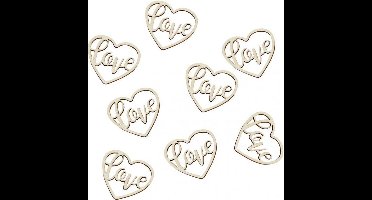 Confetti hout Love hart 24 stuks