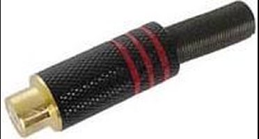 Vrouwelijke Rca Plug - Verguld Contact - Zwarte Metalen Behuizing - Rood
