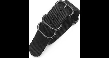 Premium Black - Zulu Nato strap 22mm - Horlogeband Zwart