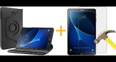 Hoes geschikt voor Samsung Galaxy Tab S3 9.7 - Kunstleer Zwart Draaibare 360 Graden Cover Hoes + Screenprotector / Screen protector
