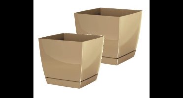 Bloempot Vierkant Dukp 14x14x12,4cm MOKKA Prosperplast / 2 STUKS ! /