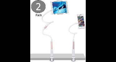 2x Tablet en Telefoon Houder Statief - Standaard Tafel Bed Houder voor Smartphone, GSM, Telefoon, Tablet en Console