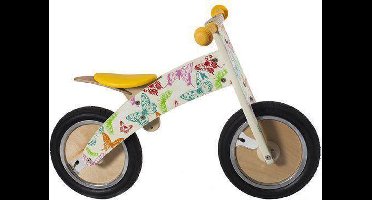 Kiddimoto Houten Loopfiets vlindermotief