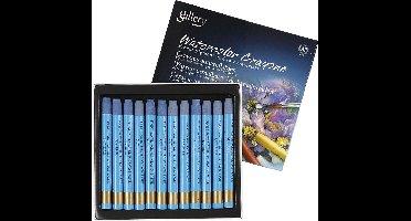 Aquarelkrijt | Wateroplosbaar krijt | Hemelsblauw | L 9,3 cm | Dikte 8 mm | 12 stuks