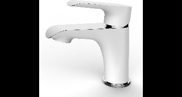 Wiesbaden Tarma Wastafelkraan - Lage uitloop -Wit / Chroom