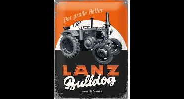 LANZ Bulldog Der Große Helfer  Metalen wandbord in reliëf 30x40 cm