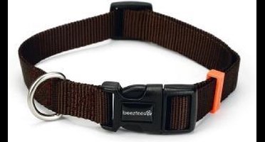 Beeztees nylon halsband Uni donkerbruin 35-50x20