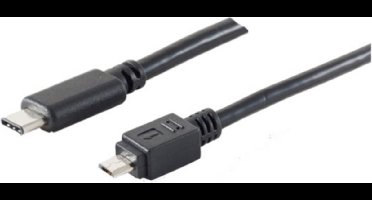 USB Micro B naar USB-C snellaadkabel - USB2.0 - tot 3A / zwart - 1 meter