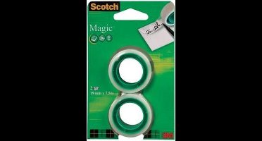 Scotch plakband Magic Tape formaat 19 mm x 7.5 m blister met 2 rolletjes