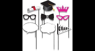 Witbaard Fotoprops Graduation Karton Zwart/wit/roze 10 Stuks