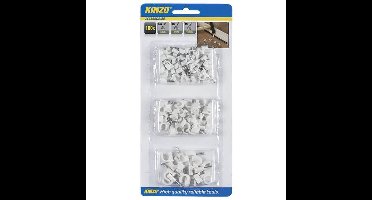 Kinzo - Kabelclip - Spijkerclip - Kabelklem - Kabelhouder - 6-8-10 mm - 100 stuks - Wit