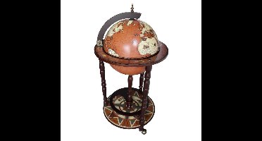 Brulo - Wereldbol - Globebar - Hout - Bruin - Elcano - 33 cm diameter bar