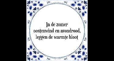 Tegeltje met Spreuk (Tegeltjeswijsheid): In de zomer oostenwind en avondrood, leggen de warmte bloot + Kado verpakking & Plakhanger