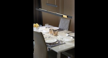 TRIO TRAJAN - Hanglamp - Zwart mat met messing - incl. 1x SMD 45W - Hoogte en lengte verstelbaar - Touch dimmer - Traploos instelbare lichtkleur - Verlichting omhoog en omlaag