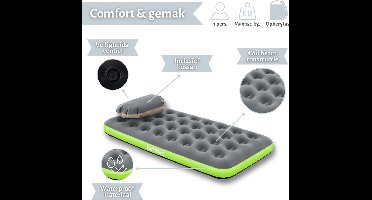 Bestway luchtbed - 1-Persoons - 99x188x22 cm (BxLxH) - Grijs/Groen - Inclusief 3-in1 opbergtas