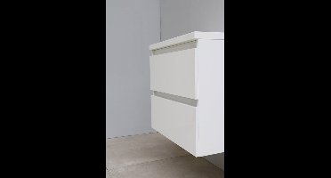 Basic Bella Badkamermeubelset - 60x55x46cm - 1 wasbak - Acryl - Wit - 1 kraangat - Wandspiegel met verlichting - Melamine Wit hoogglans