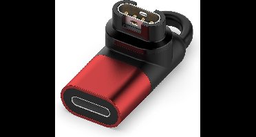 DrPhone UCE7 Lightning Vrouwelijk 90 graden Garmin adapter- Kabelconverter – Omvormer - Geschikt voor o.a Garmin Fenix 7 7S 7X 6 6S 6X 5 5S 5X, Forerunner 945 45 45S, Vivoactive 4 en meer – Rood/Zwart