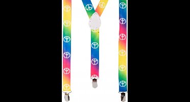 PartyXplosion Carnaval verkleed bretels - hippie/peace/sixties - polyester - heren/dames - verkleedkleding accessoires
