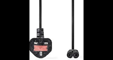 Nedis UK-Voedingskabel - UK Male - IEC-320-C7 - 5.00 m - Ja - 2 x 0.75 mm² - Koper - Rond - Vernikkeld - UK - PVC - Stekkertype: UK / Type-G - 250 V AC - 3 A - Zwart