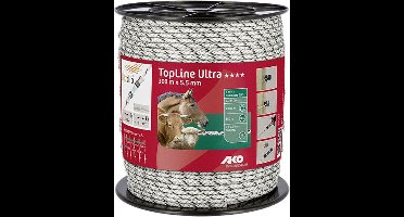 AKO TopLine Ultra schrikkoord wit/zwart 5.5mm-300m