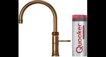 Quooker Classic Fusion Round kokendwaterkraan - draaibare uitloop - PRO3 reservoir - Warm / kokend water - Messing Patina (Goud)