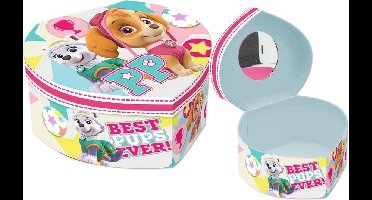 juwelendoos Paw Patrol junior 10 x 10 cm blauw/roze