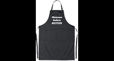 Mannen koken BUITEN! - Luxe Schort Keukenschort met tekst - Zwart