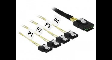 Kabel Mini SAS SFF-8087> 4 X SATA 7 PIN 0.5 M Metaal