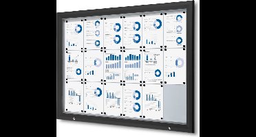 Vergrendelbaar Notitiebord Outdoor SCT met Gasveer 18 X A4 Zwart - Syna SCT18XA4PHC9005 - Horeca & Professioneel